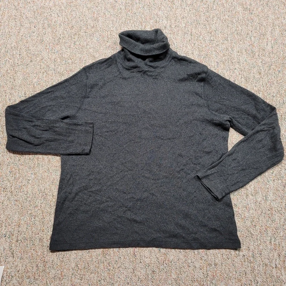 Polo Ralph Lauren Turtleneck Shirt Mens XL Gray Ribbed Cotton Long Sleeve